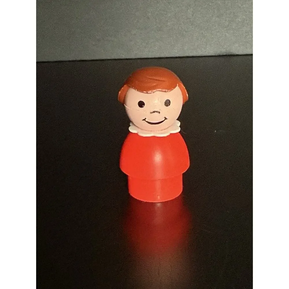 Vintage Fisher Price Little People Plastic Girl Red Body & Brown Hair